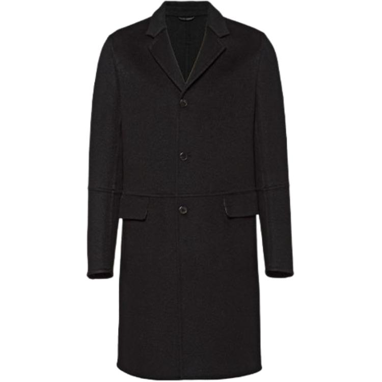 PRADA FW19 Wool Mid-Length Solid Single-Breasted Coat. UC404D-03H-F0002-S-182