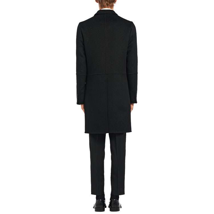 Shop PRADA FW19 Wool Mid-Length Solid Single-Breasted Coat. UC404D-03H-F0002-S-182