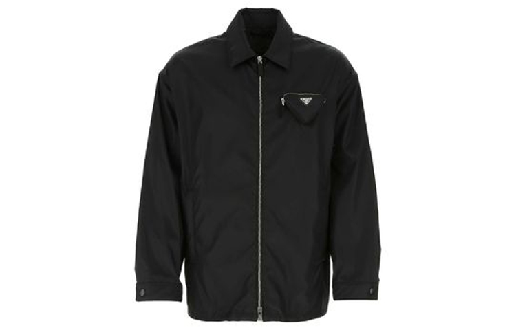 Order PRADA FW21 Black Casual Logo Zip-Up Jacket with Collar. SGB917S2121WQ8-F0002