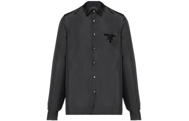 PRADA FW21 Black Logo Long Sleeve UV Protection Shirt UCN413-1Z5E-F0002-S-221