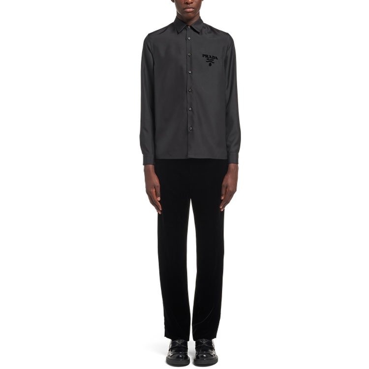 Lookbook PRADA FW21 Black Logo Long Sleeve UV Protection Shirt UCN413-1Z5E-F0002-S-221