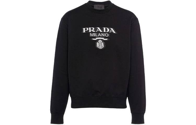 Prada FW21 Black Loose Fit Long Sleeve Sweatshirt with Logo Design UJL148S2021Y13-F0967