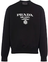 Prada FW21 Black Loose Fit Long Sleeve Sweatshirt with Logo Design UJL148S2021Y13-F0967 Prada FW21 Black Loose Fit Long Sleeve Sweatshirt with Logo Design UJL148S2021Y13-F0967