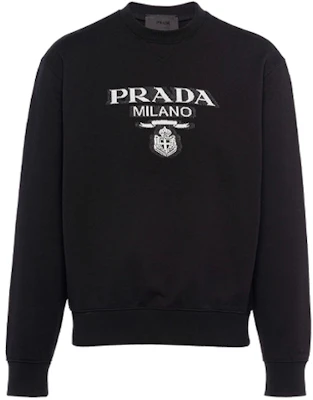 Prada FW21 Black Loose Fit Long Sleeve Sweatshirt with Logo Design UJL148S2021Y13-F0967 Buy Prada FW21 Black Loose Fit Long Sleeve Sweatshirt with Logo Design UJL148S2021Y13-F0967