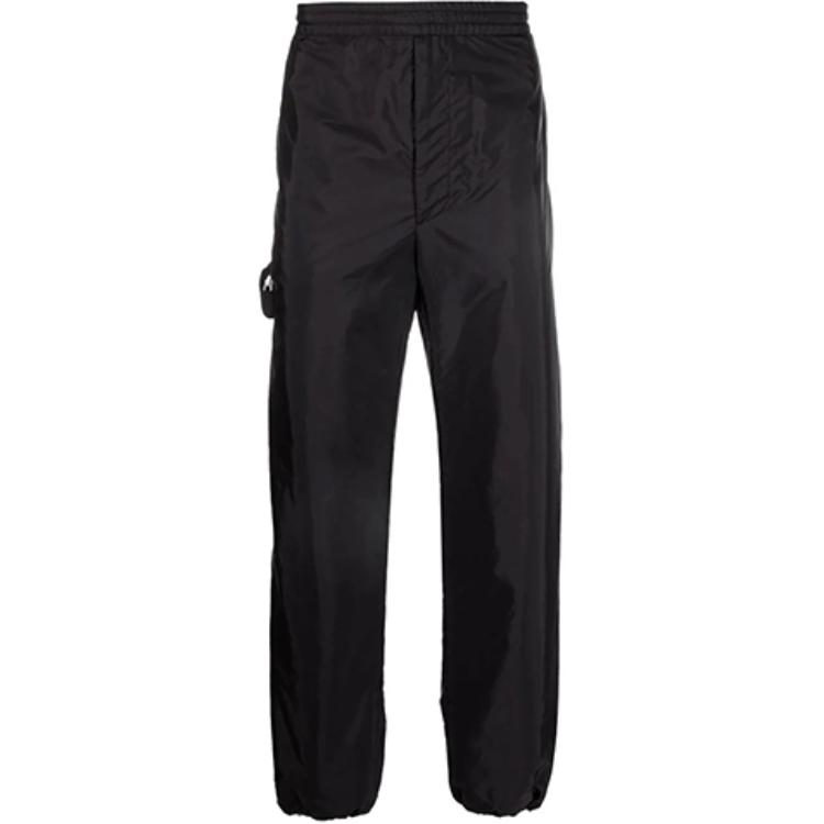 PRADA FW21 Black Relaxed Fit Joggers with Logo Patch. SPH141-1WQ9-S-212-F0002