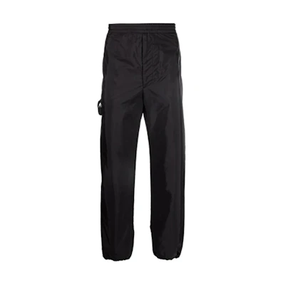 PRADA FW21 Black Relaxed Fit Joggers with Logo Patch. SPH141-1WQ9-S-212-F0002
