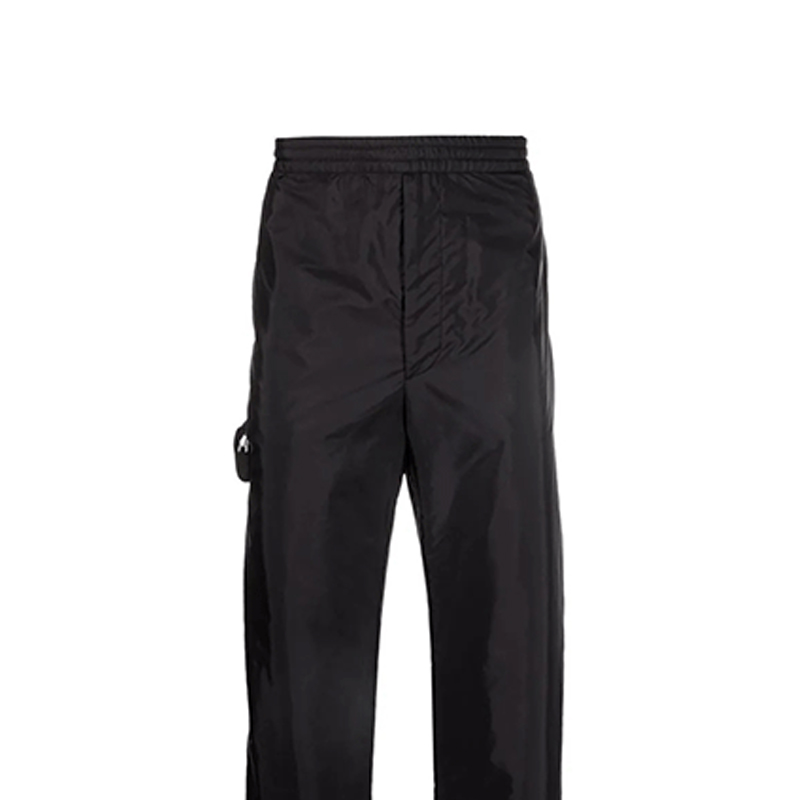 Purchase 普拉达FW21黑色宽松版标志补丁休闲裤。 SPH141-1WQ9-S-212-F0002