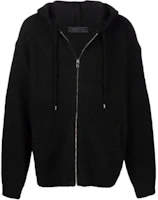 Prada FW21 Black Solid Zip Drawstring Knit Hoodie Pullover UMG064-S202-1YVWF-0-002 Prada FW21 Black Solid Zip Drawstring Knit Hoodie Pullover UMG064-S202-1YVWF-0-002