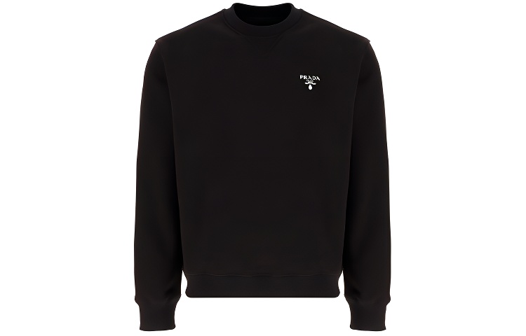 Prada FW21 Black Sweatshirt with Front Logo Design UJL187S2021YYB-F0806