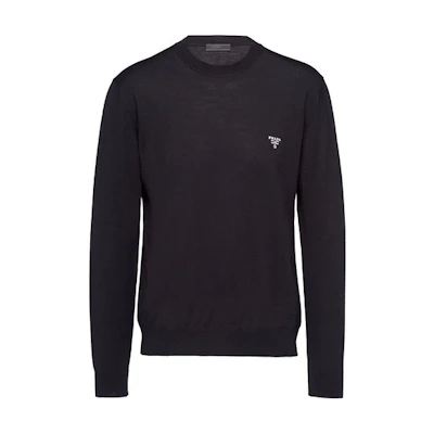 PRADA FW21 Black Wool Crewneck Pullover Sweater UMB264-S212-1ZLE-F0002