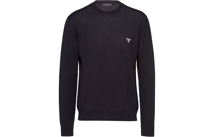 Order PRADA FW21 Black Wool Crewneck Pullover Sweater UMB264-S212-1ZLE-F0002