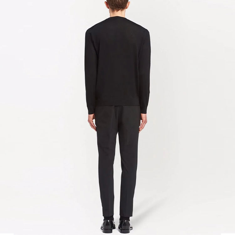 Shop PRADA FW21 Black Wool Crewneck Pullover Sweater UMB264-S212-1ZLE-F0002