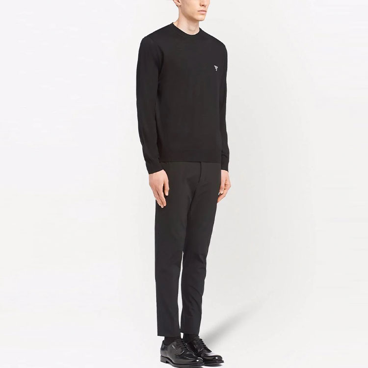 Purchase PRADA FW21 Black Wool Crewneck Pullover Sweater UMB264-S212-1ZLE-F0002