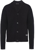 PRADA FW21 Black Wool V-Neck Logo Knit Cardigan Sweater UMG053-S211-1KVZ-F0002 PRADA FW21 Black Wool V-Neck Logo Knit Cardigan Sweater UMG053-S211-1KVZ-F0002