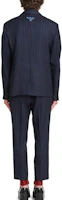 Shop PRADA FW21 藍色條紋羊毛單排扣西裝外套。 UGM169-1ZCX-F0008-S-212