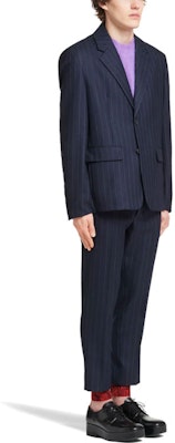 PRADA FW21 藍色條紋羊毛單排扣西裝外套。 UGM169-1ZCX-F0008-S-212 Purchase PRADA FW21 藍色條紋羊毛單排扣西裝外套。 UGM169-1ZCX-F0008-S-212