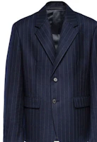 Sizing PRADA FW21 藍色條紋羊毛單排扣西裝外套。 UGM169-1ZCX-F0008-S-212