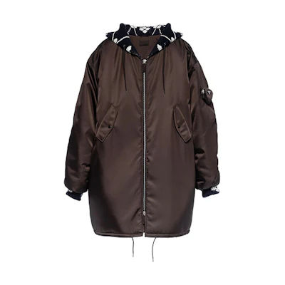 PRADA FW21 Brown Logo Pocket Plain Hoodie Jacket for Men. SGB896S2121WQ8-F0AA3