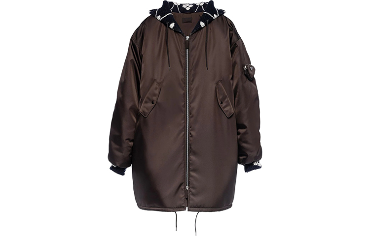 Order PRADA FW21 Brown Logo Pocket Plain Hoodie Jacket for Men. SGB896S2121WQ8-F0AA3