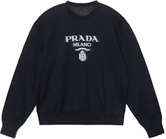 PRADA FW21 Logo Cotton Pullover Sweatshirt Black UJL148-1Y13-F0967-S-202 PRADA FW21 Logo Cotton Pullover Sweatshirt Black UJL148-1Y13-F0967-S-202