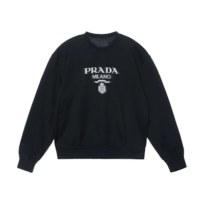 PRADA FW21 Logo Cotton Pullover Sweatshirt Black UJL148-1Y13-F0967-S-202