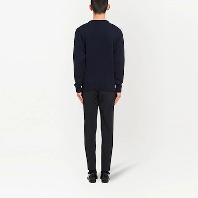 PRADA FW21 Sweater Off-Shoulder Logo Patch Biru UMB198-S211-1KVZ-F0008 Shop PRADA FW21 Sweater Off-Shoulder Logo Patch Biru UMB198-S211-1KVZ-F0008