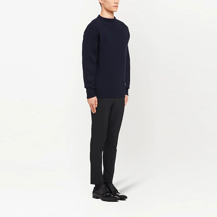 Purchase PRADA FW21 Sweater Off-Shoulder Logo Patch Biru UMB198-S211-1KVZ-F0008