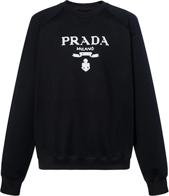 프라다 FW21 로고 프린트 유니섹스 블랙 크루넥 스웨트셔츠. UJL1901YYB-F0806-S-202 Buy 프라다 FW21 로고 프린트 유니섹스 블랙 크루넥 스웨트셔츠. UJL1901YYB-F0806-S-202
