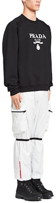 프라다 FW21 로고 프린트 유니섹스 블랙 크루넥 스웨트셔츠. UJL1901YYB-F0806-S-202 Purchase 프라다 FW21 로고 프린트 유니섹스 블랙 크루넥 스웨트셔츠. UJL1901YYB-F0806-S-202