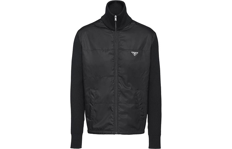Prada FW21 Mixed Fabric Patchwork Jacket Black UMC095-S192-1FRY-F0002