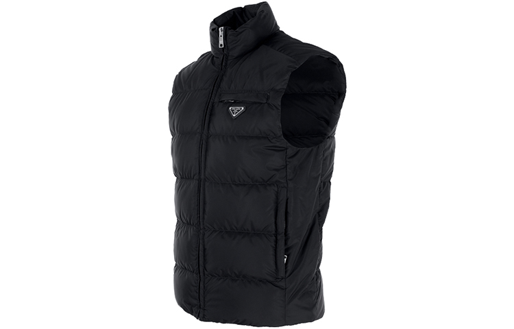 Shop PRADA FW21 Padded Zip-Up Vest Hitam SGX033-1WQ9-F0806