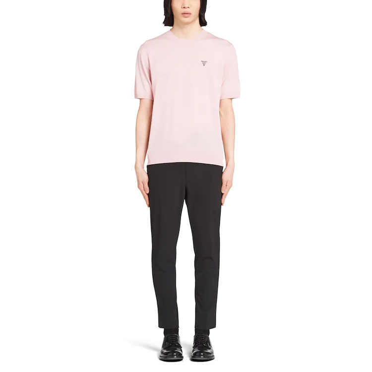 PRADA FW21 Pink Logo Embroidered Crew Neck T-Shirt. UMB266-1ZLE-F0442-S-212 圖 3