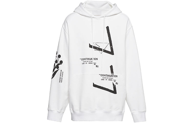 Prada FW21 Printed Cotton Fleece Pullover Hoodie White UJL185-1YWT-F0964-S-211