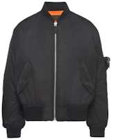 Prada FW21 Re-Nylon Logo Patch Bomber Jacket Black SGB903-1WQ8-F0002-S-212 Prada FW21 Re-Nylon Logo Patch Bomber Jacket Black SGB903-1WQ8-F0002-S-212
