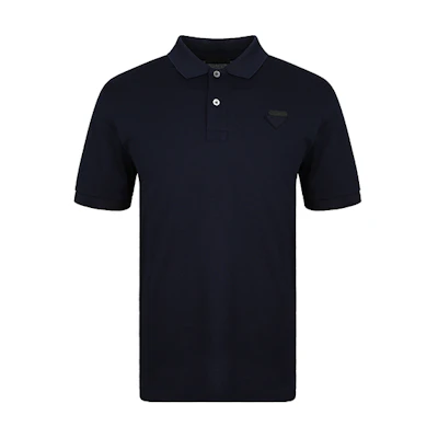 PRADA FW21 Solid Color Logo Patch Polo Shirt - Dark Blue UJN444XGS-F0124
