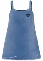 PRADA FW21 Solid Logo Denim A-Line Strap Dress Blue GFA122-1ZAB-F0008-S-212 PRADA FW21 Solid Logo Denim A-Line Strap Dress Blue GFA122-1ZAB-F0008-S-212