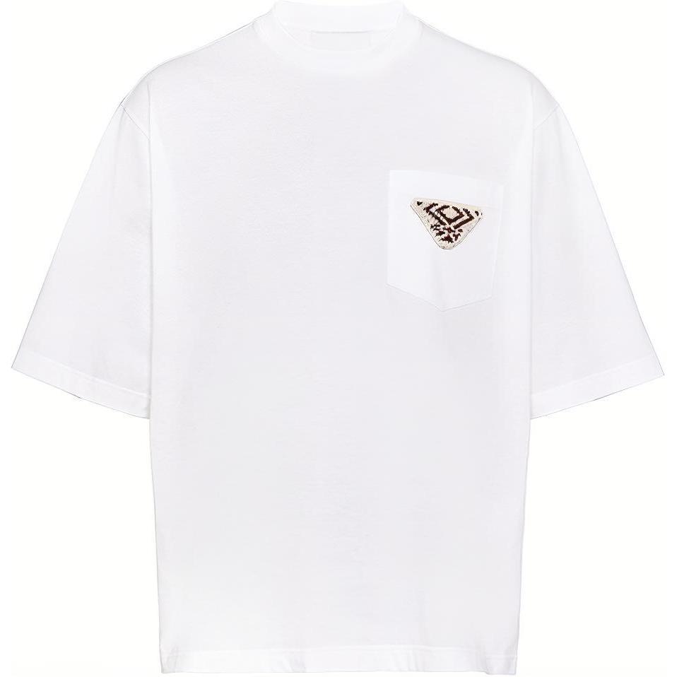 PRADA FW21 Triangle Logo Cotton Crewneck T-Shirt White UJN761-1ZLB-F0009-S-212