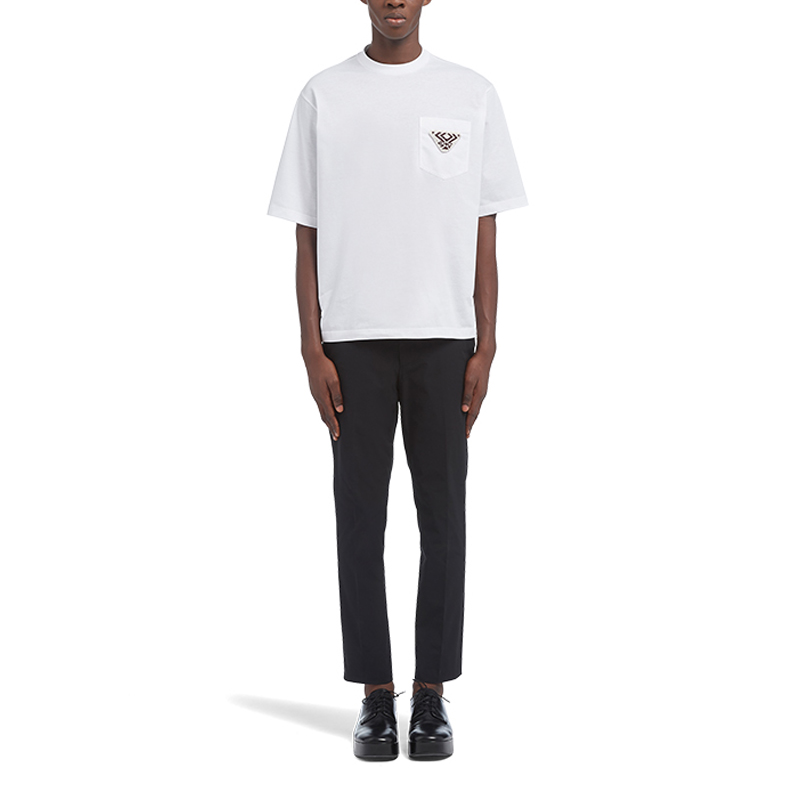 PRADA FW21 Triangle Logo Cotton Crewneck T-Shirt White UJN761-1ZLB-F0009-S-212 圖 3