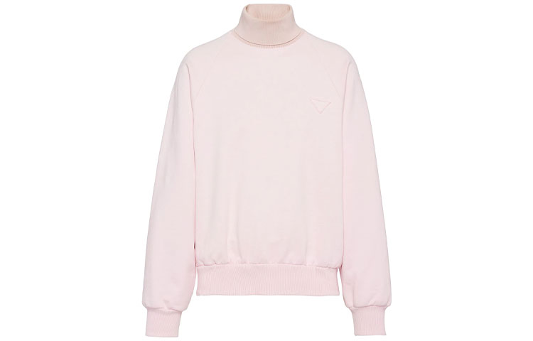 Prada FW21 Triangle Logo Pink Turtleneck Pullover Sweatshirt Edition UJL106S2011V3P-F0028
