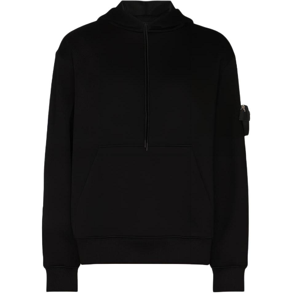 Prada FW21 Triangular Pocket Drawstring Hoodie Black UJL1931YFJ-F0806