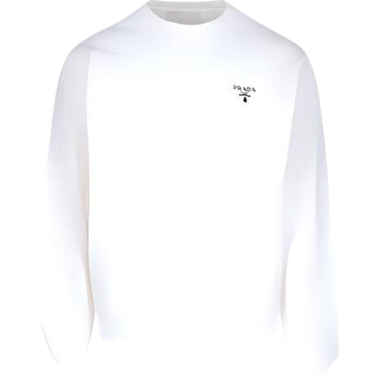 Prada FW21 White Crewneck Sweatshirt with Logo UJL1871YYB-F0N40