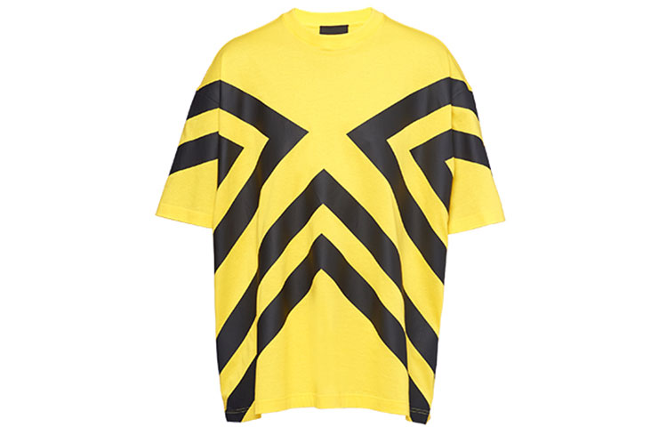 Order 프라다 FW21 옐로우 프린트 코튼 반팔 티셔츠 UJN741-1ZWB-F0AG4-S-211