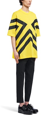 프라다 FW21 옐로우 프린트 코튼 반팔 티셔츠 UJN741-1ZWB-F0AG4-S-211 Purchase 프라다 FW21 옐로우 프린트 코튼 반팔 티셔츠 UJN741-1ZWB-F0AG4-S-211