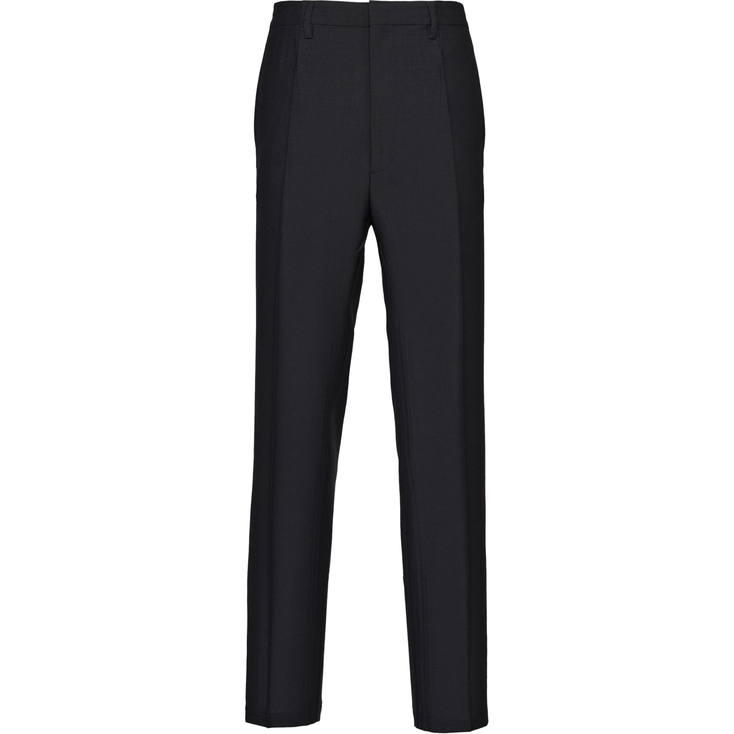 PRADA FW22  Black Casual Straight-Leg Pants with Hidden Button Closure. SPH261-G54-F0002-S-231