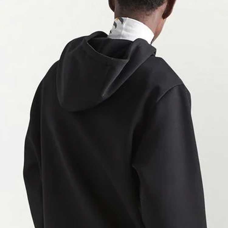 Details for PRADA FW22 Hoodie Hitam Oversized dengan Logo Bersulam dan Tali Serut. UJL34AS22211B3-F0806