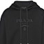 Sizing PRADA FW22 Hoodie Hitam Oversized dengan Logo Bersulam dan Tali Serut. UJL34AS22211B3-F0806