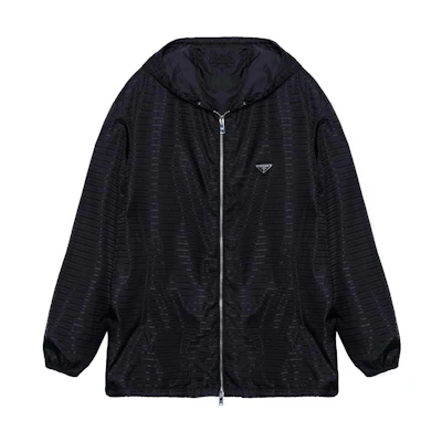 PRADA FW22 Black Full-Zip Hoodie Jacket with Logo. SGC05711FCF-0002
