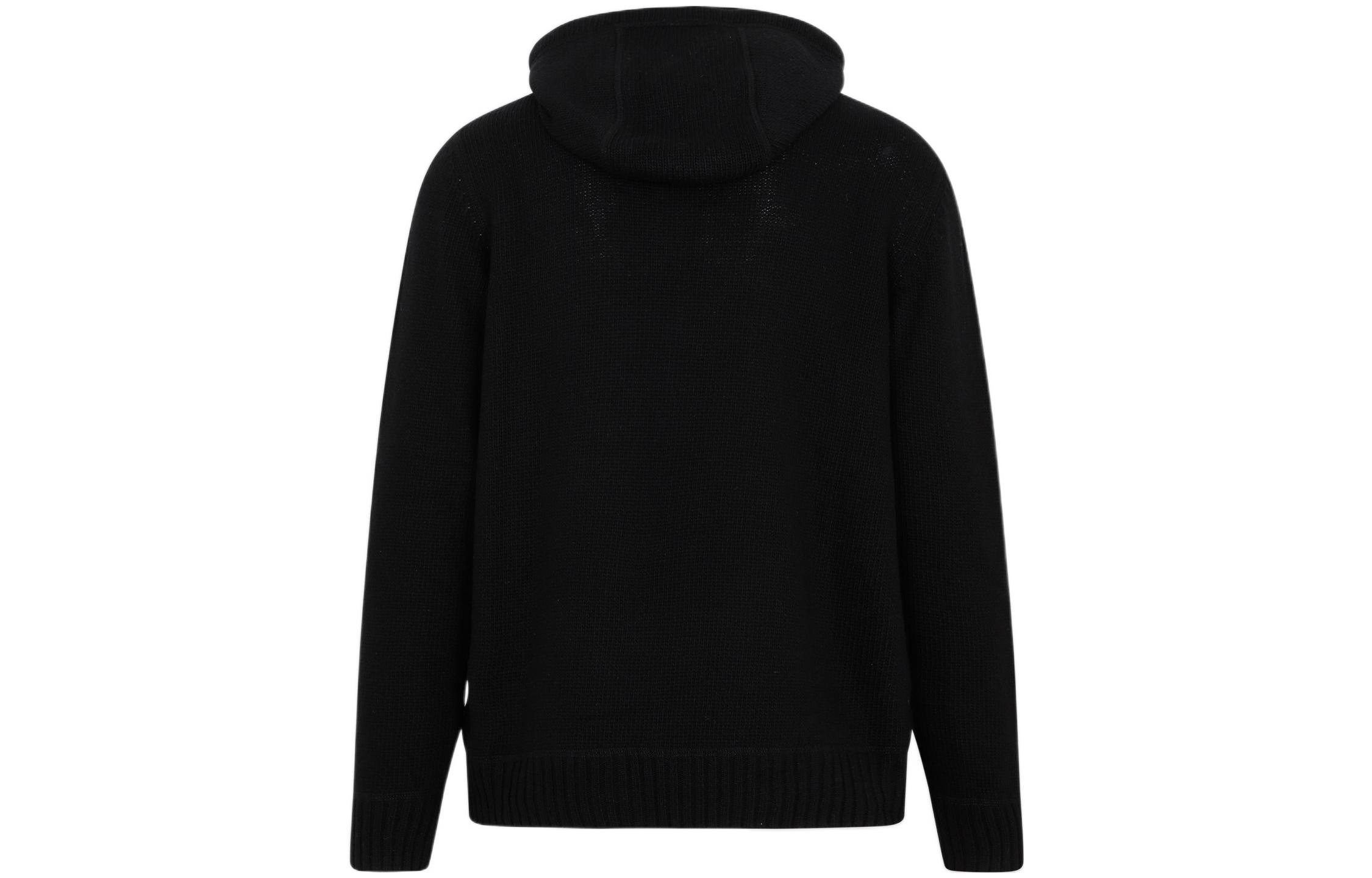 Lookbook PRADA FW22  Black Knit Hoodie with Letter Logo Design. UMB316-1YMW-F0002-S-221