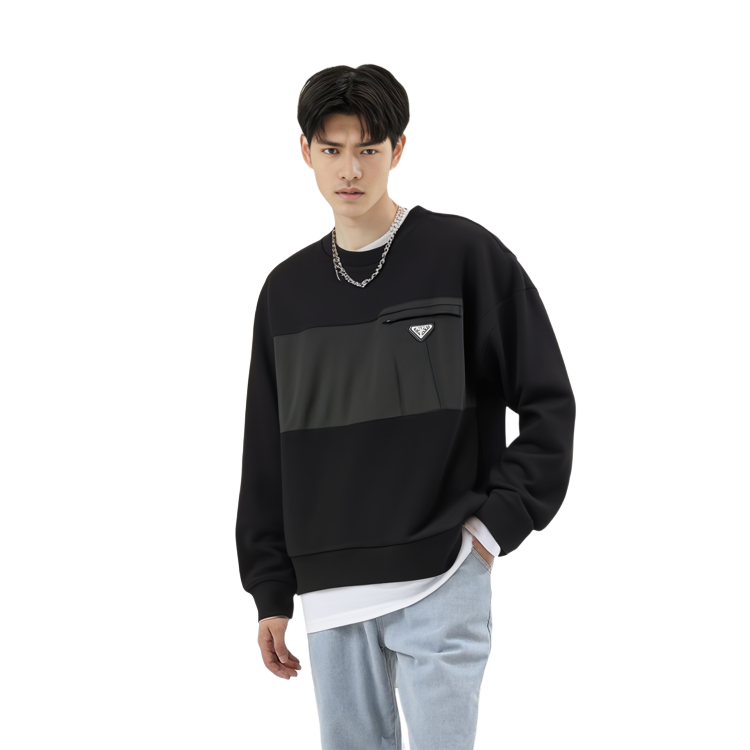 Details for 普拉达 FW22 黑色标志长袖圆领卫衣. UJL096-11JE-F0806-S-222