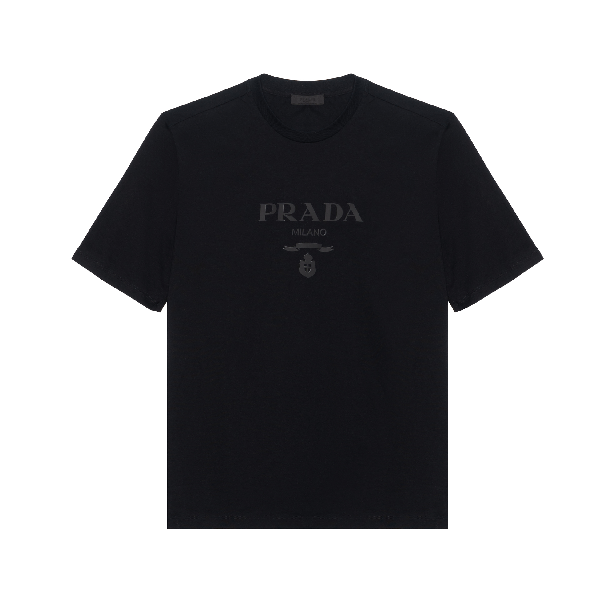 PRADA FW22  Black Logo Print Crewneck T-Shirt. UJN815-1052-F0002-S-221